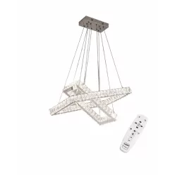   UNIVERSO Kristály üveg csillár 46w 3680lm CCT Távirányító IP20 Króm 600x380x1200mm