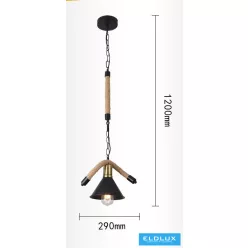   UNIVERSO Kender kötél csillár 1xE27 IP20 D290x1200mm fekete