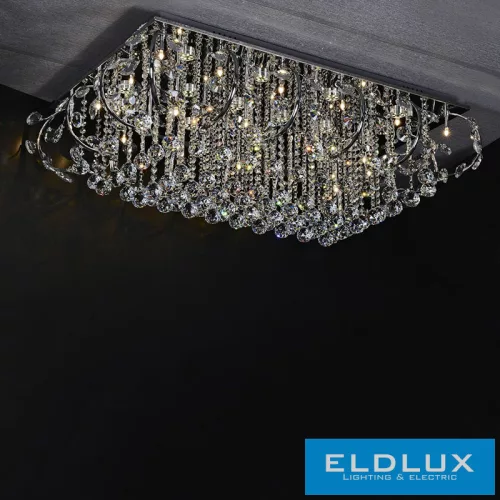 ELDLUX Kristály Üveg Mennyezeti Lámpa Króm LED 24×5W 4000k IP20 1050x700x340mm