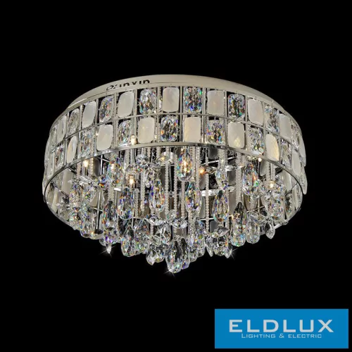ELDLUX Kristály Üveg Mennyezeti Lámpa Króm LED 15×5W 4000k IP20 ∅650x390mm