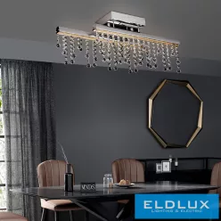   ELDLUX GLOSSY kristályüveg mennyezeti lámpa króm 13W 4000K