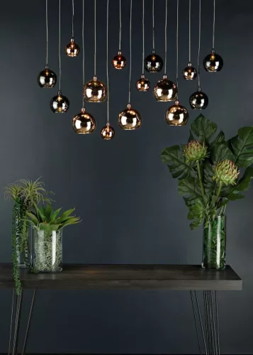DAR LIGHTING AUR6264 AURELIA Többágú Függesztett Lámpa Fekete Króm, Réz G4 IP20