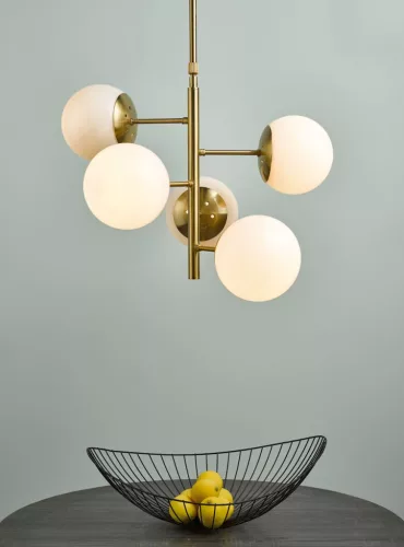 DAR LIGHTING BOM0535 BOMBAZINE Többágú Függesztett Lámpa Sárgaréz, Opál E14 IP20