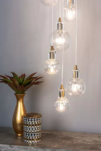 DAR LIGHTING DIT2342 DITA Többágú Függesztett Lámpa Sárgaréz, Átlátszó G4 IP20
