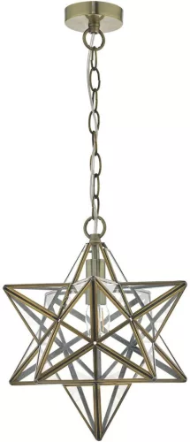 DAR LIGHTING ILA8675 ILARIO Klasszikus Függesztett Lámpa Antik Sárgaréz, Átlátszó E27 IP20