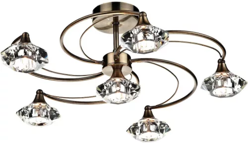 DAR LIGHTING LUT0675 LUTHER Glamour Mennyezeti Lámpa Antik Sárgaréz G9 IP20