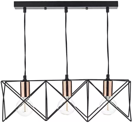 DAR LIGHTING MID0322 MIDI Többágú Függesztett Lámpa Fekete, Réz E27 IP20