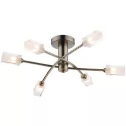   DAR LIGHTING MOR6475 MORGAN Mennyezeti Csillár Antik Sárgaréz, Átlátszó G9 IP20