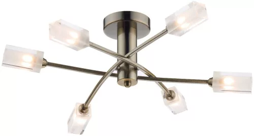 DAR LIGHTING MOR6475 MORGAN Mennyezeti Csillár Antik Sárgaréz, Átlátszó G9 IP20
