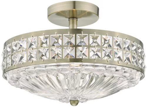 DAR LIGHTING OLO5375 OLONA Kristály Mennyezeti Lámpa Antik Sárgaréz E14 IP20