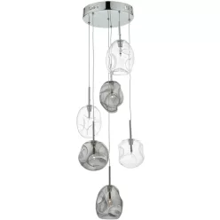   DAR LIGHTING QUI6410 QUINN Többágú Függesztett Lámpa Füstös, Csiszolt Króm G4 IP20