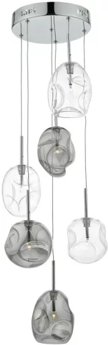 DAR LIGHTING QUI6410 QUINN Többágú Függesztett Lámpa Füstös, Csiszolt Króm G4 IP20