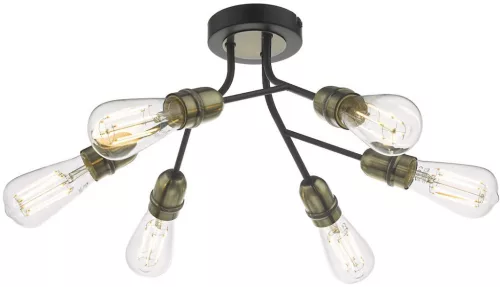 DAR LIGHTING REM0654 REMY Mennyezeti Csillár Antik Sárgaréz, Fekete E27 IP20