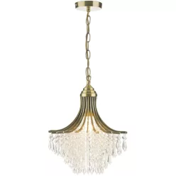   DAR LIGHTING SUR0108 SURI Kristály Függesztett Lámpa Antik Sárgaréz, Átlátszó E27 IP20