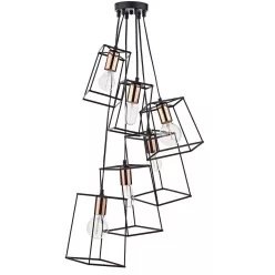   DAR LIGHTING TOW0622 TOWER Modern Led Függesztett Lámpa Fekete, Réz E27 IP20