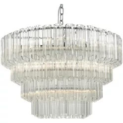   DAR LIGHTING TUV1308 TUVALU Kristály Függesztett Lámpa Csiszolt Króm, Átlátszó E14 IP20