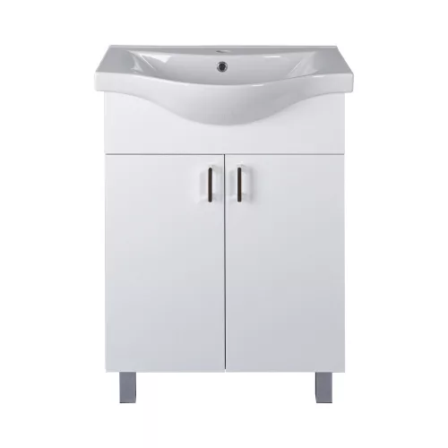 VivaStyle EKONOMIK 65 lábon álló 2 ajtós fürdőszobabútor Sanovit ALBATROS 10065 mosdóval 64,5x46,5