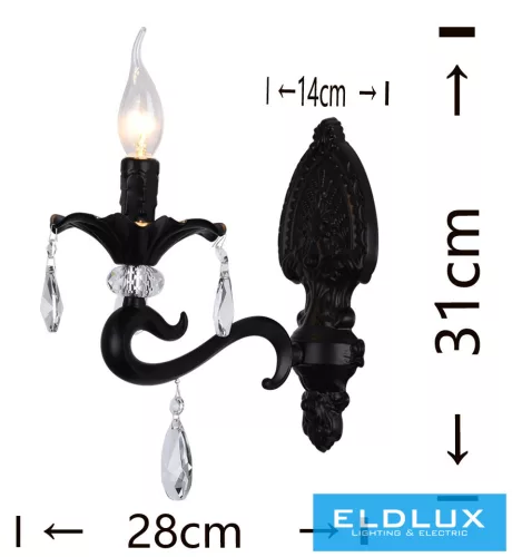 ELDLUX E43-1N Kristály Fali Lámpa IP20