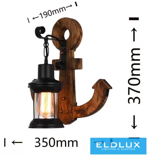 UNIVERSO Fali lámpa 1xE27 IP20 350x190x370mm fekete