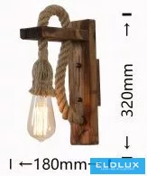 UNIVERSO Kender kötél fali lámpa 1xE27 IP20 180x320mm fekete