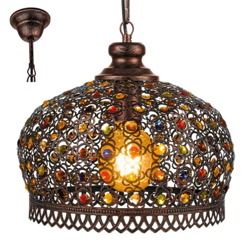 EGLO 49764 JADIDA Klasszikus Függesztett Lámpa Antik Réz E27 IP20