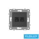 ELDGROUND 2×RJ45 Cat.5e UTP aljzat Fekete