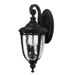   ELSTEAD FE-EB2-M-BLK ENGLISH BRIDLE Klasszikus Kültéri Fali Lámpa Fekete, Átlátszó E14 IP44