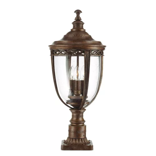 ELSTEAD FE-EB3-L-BRB ENGLISH BRIDLE Klasszikus Kültéri Állólámpa Antik Bronz, Átlátszó E14 IP44
