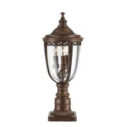   ELSTEAD FE-EB3-M-BRB ENGLISH BRIDLE Klasszikus Kültéri Állólámpa Antik Bronz, Átlátszó E14 IP44