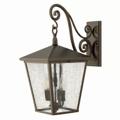  ELSTEAD HK-TRELLIS2-L TRELLIS Klasszikus Kültéri Fali Lámpa Antik Bronz, Átlátszó E14 IP44
