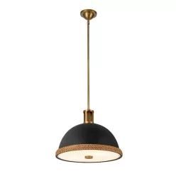   ELSTEAD QN-DORAL-P-M-BK DORAL Modern Függesztett Lámpa Fehér, Matt Fekete, Sárgaréz E27 IP20