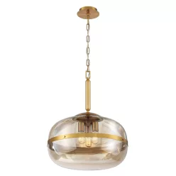   ELSTEAD QN-NOTTINGHAM3PAB NOTTINGHAM Glamour Függesztett Lámpa Antik Sárgaréz, Borostyán E27 IP20