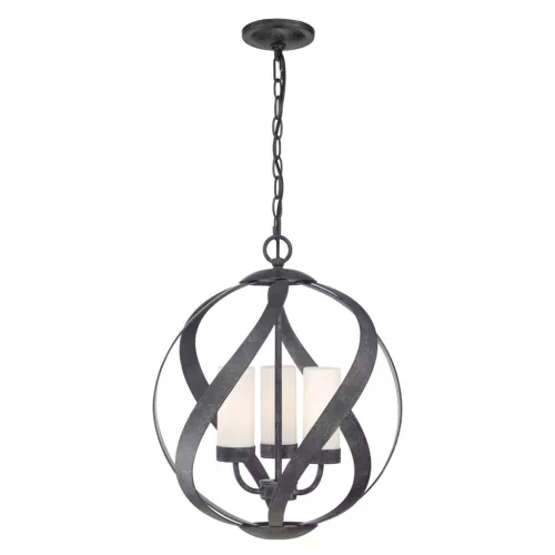 ELSTEAD QNBLACKSMITH3POBK BLACKSMITH Kültéri Függő Lámpa Fekete, Opál IP44