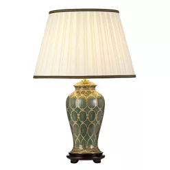 éjjeli lámpa zöld-arany és barna színű vázzal és porcelán testtel beltéri használatra elstead-dl-sashi-tl - moretti.hu