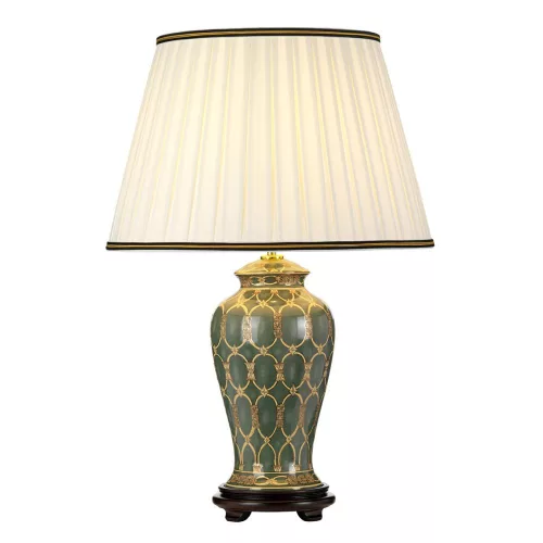 éjjeli lámpa zöld-arany és barna színű vázzal és porcelán testtel beltéri használatra elstead-dl-sashi-tl - moretti.hu