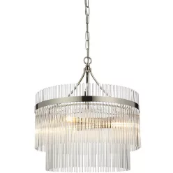   ENDON 104113 MARIETTA Glamour Függesztett Lámpa Nikkel, Átlátszó E14 IP20
