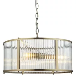   ENDON 106282 RIDGETON Glamour Függesztett Lámpa Antik Sárgaréz, Átlátszó E14 IP20