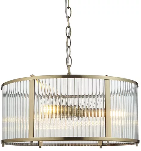 ENDON 106282 RIDGETON Glamour Függesztett Lámpa Antik Sárgaréz, Átlátszó E14 IP20