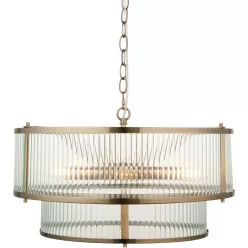   ENDON 110944 RIDGETON Glamour Függesztett Lámpa Antik Sárgaréz, Átlátszó E14 IP20