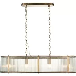   ENDON 110945 RIDGETON Glamour Függesztett Lámpa Antik Sárgaréz, Átlátszó E14 IP20