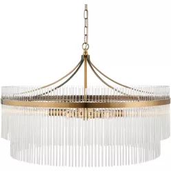   ENDON 112574 MARIETTA Glamour Függesztett Lámpa Antik Sárgaréz, Átlátszó E14 IP20