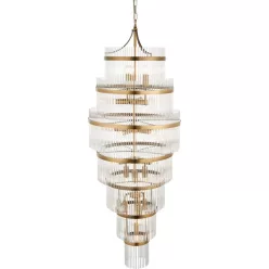   ENDON 112793 MARIETTA Glamour Függesztett Lámpa Antik Sárgaréz, Átlátszó E14 IP20