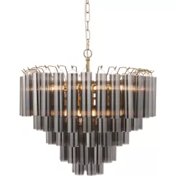   ENDON 114197 TOULOUSE Glamour Függesztett Lámpa Sárgaréz, Szürke G9 IP20
