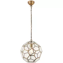   ENDON 69784 MIELE Glamour Függesztett Lámpa Antik Sárgaréz, Átlátszó E27 IP20