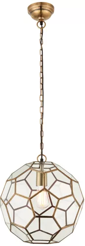 ENDON 69784 MIELE Glamour Függesztett Lámpa Antik Sárgaréz, Átlátszó E27 IP20