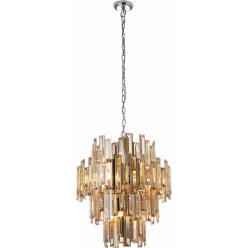   ENDON 72744 VIVIANA Glamour Függesztett Lámpa Króm, Pezsgő E14 IP20