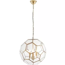   ENDON 73560 MIELE Glamour Függesztett Lámpa Antik Sárgaréz, Átlátszó E14 IP20