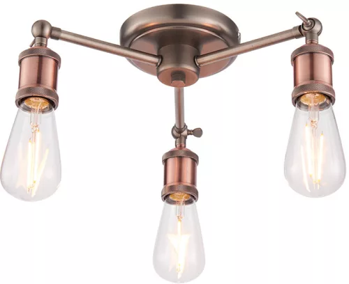 ENDON 76124 HALO Loft Mennyezeti Lámpa Antik Cink, Antik Réz E27 IP20