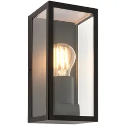  ENDON 80600 OXFORD Klasszikus Kültéri Fali Lámpa Matt Fekete, Átlátszó E27 IP44