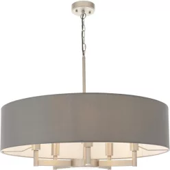   ENDON 81002 GRANDE Ernyős Függesztett Lámpa Nikkel, Szürke E27 IP20